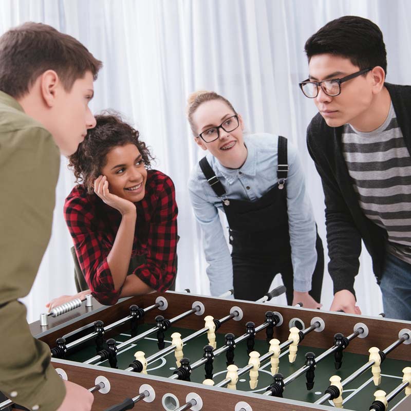 54" Competition Sized Foosball Table for Adults & Kids, Solid Wood Soccer Game Table with 2 Balls for Game Room, Office & Family Entertainment