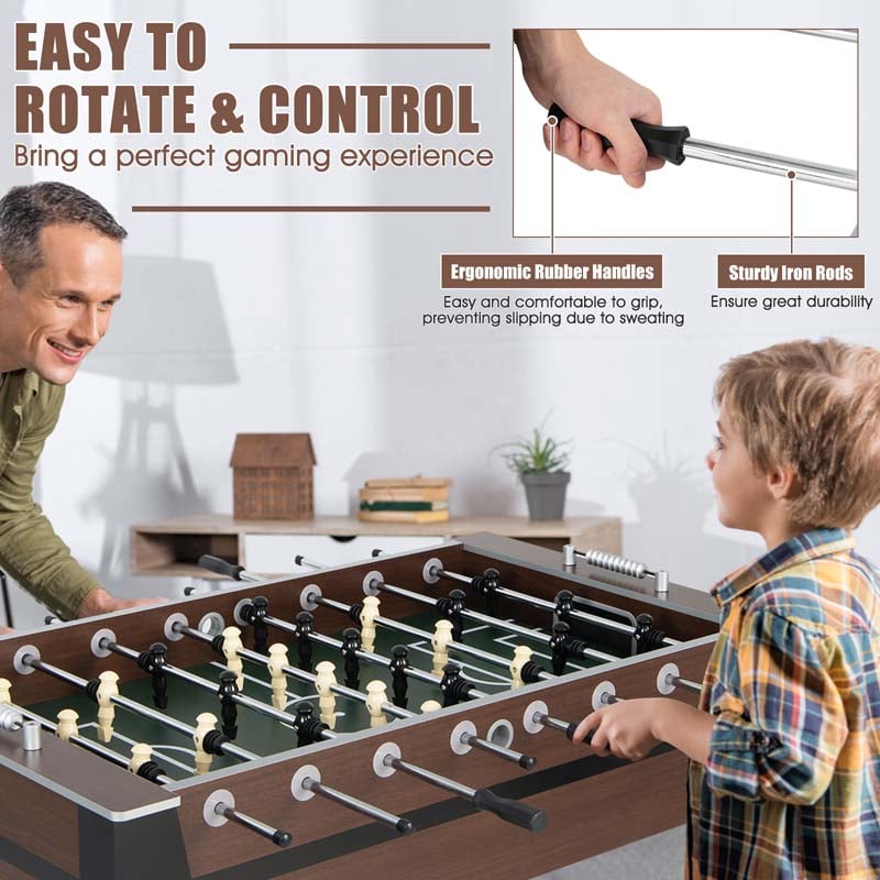 54" Competition Sized Foosball Table for Adults & Kids, Solid Wood Soccer Game Table with 2 Balls for Game Room, Office & Family Entertainment