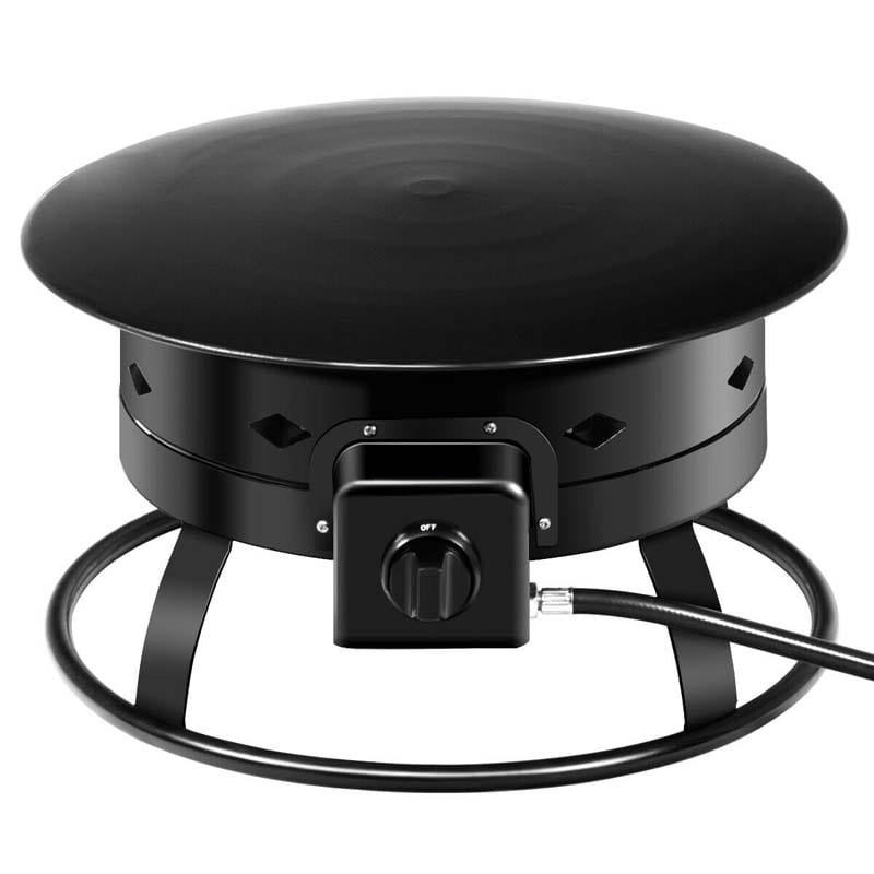 19" 58000BTU Firebowl Outdoor Portable Propane Gas Fire Pit with Cover & Carry Kit, Lava Rock Stone