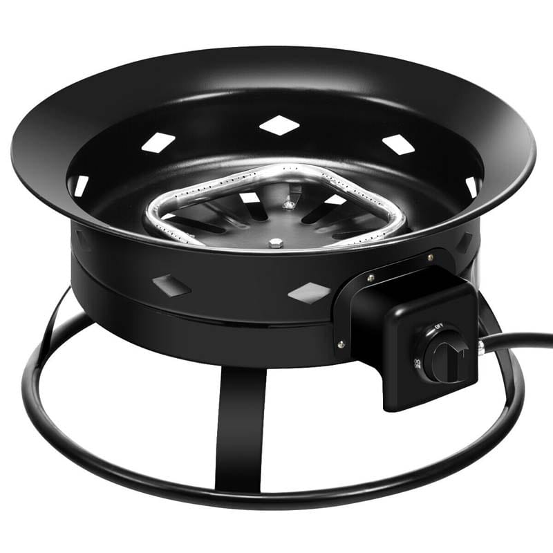 19" 58000BTU Firebowl Outdoor Portable Propane Gas Fire Pit with Cover & Carry Kit, Lava Rock Stone