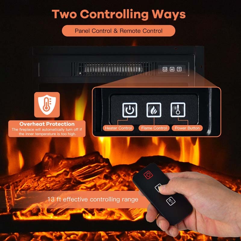 58" TV Console with 18" Fireplace Insert, Fireplace TV Stand for TVs up to 65 Inches, 1400W Electric Fireplace Heater