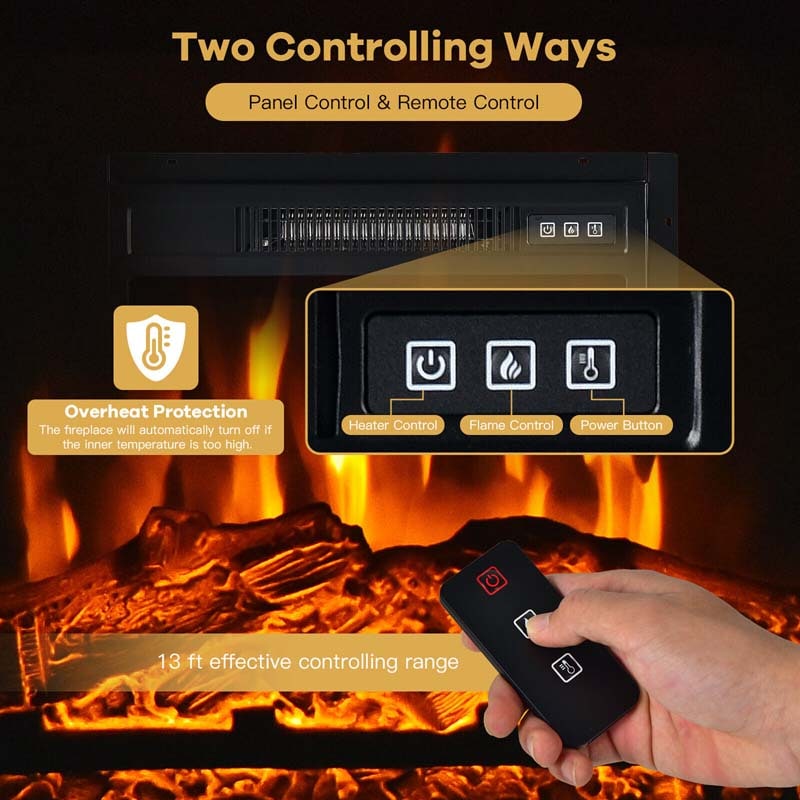 58" TV Console with 18" Fireplace Insert, Fireplace TV Stand for TVs up to 65 Inches, 1400W Electric Fireplace Heater