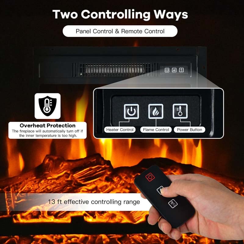 58" TV Console with 18" Fireplace Insert, Fireplace TV Stand for TVs up to 65 Inches, 1400W Electric Fireplace Heater