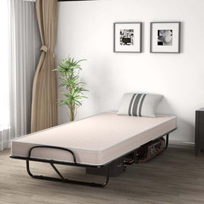 79" x 39" Rollaway Folding Bed with 5" Memory Foam Mattress, Twin Size Portable Guest Bed with Wheels