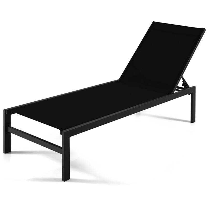 Quick-drying Fabric Sun Lounger for Pool Deck Patio Beach Lawn, 6-Position Aluminium Outdoor Chaise Lounge Chair