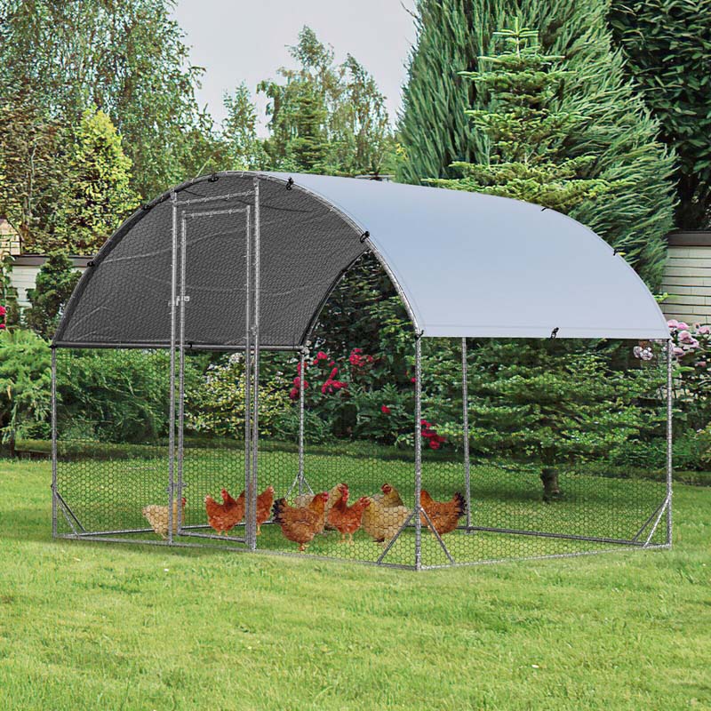 6.2FT Large Metal Chicken Coop, Walk-in Dome Poultry Cage Hen Run House Rabbits Habitat Cage with Waterproof Cover for Backyard Farm