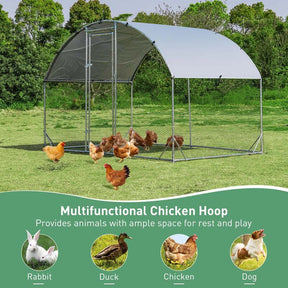 6.2 FT Large Metal Chicken Coop Walk-in Dome Poultry Cage Hen Run House Rabbits Habitat Cage with Cover
