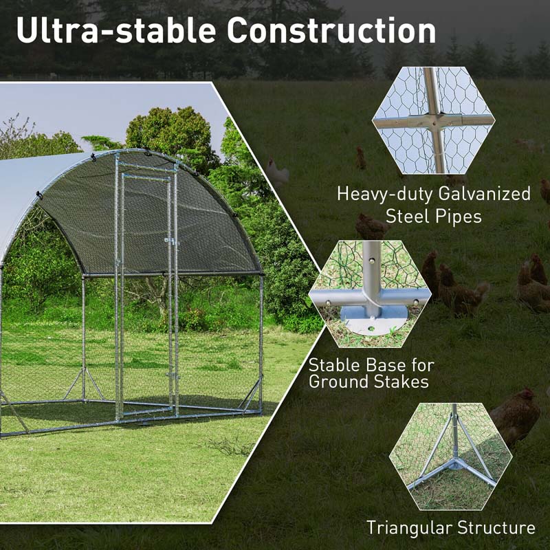 6.2FT Large Metal Chicken Coop, Walk-in Dome Poultry Cage Hen Run House Rabbits Habitat Cage with Waterproof Cover for Backyard Farm