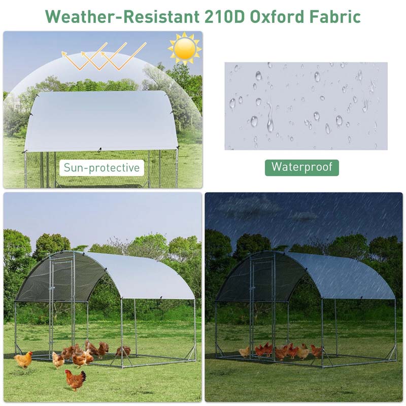 6.2FT Large Metal Chicken Coop, Walk-in Dome Poultry Cage Hen Run House Rabbits Habitat Cage with Waterproof Cover for Backyard Farm