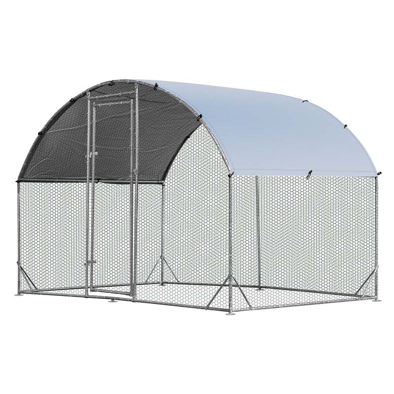 6.2FT Large Metal Chicken Coop, Walk-in Dome Poultry Cage Hen Run House Rabbits Habitat Cage with Waterproof Cover for Backyard Farm