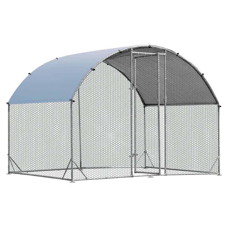 6.2FT Large Metal Chicken Coop, Walk-in Dome Poultry Cage Hen Run House Rabbits Habitat Cage with Waterproof Cover for Backyard Farm
