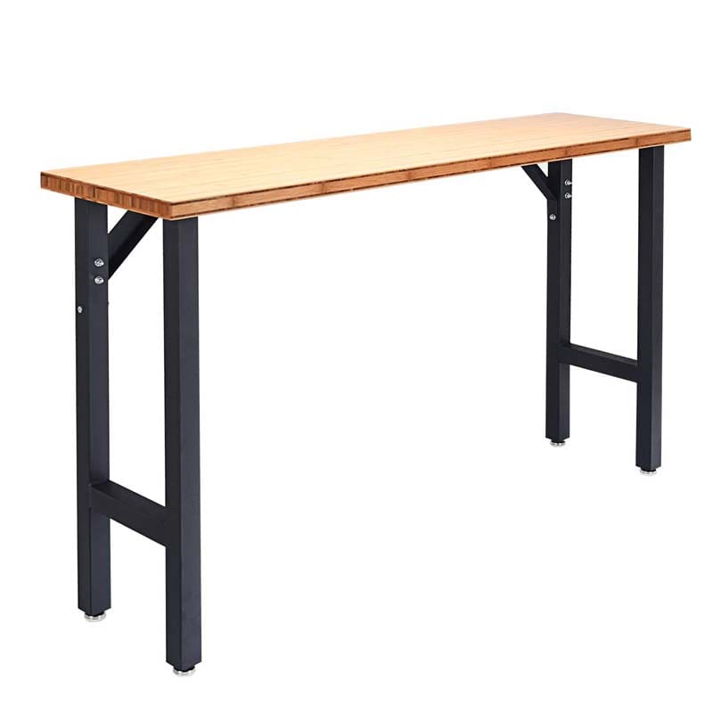 65" Bamboo Workbench for Garage Workshop, 1500 LBS Heavy-Duty Work Table Hardwood Workstation