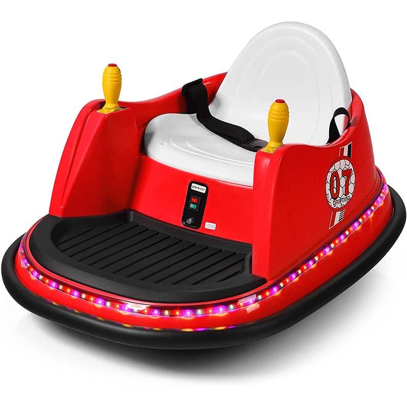 6V Kids Ride On Bumper Car 360-Degree Spin Race Toy with Dual Joysticks, Flashing LED Light, Remote Control