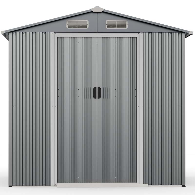 6 x 4 FT Outdoor Metal Storage Shed with Lockable Sliding Doors & 4 Air Vents, Waterproof Garden Tool Storage Room