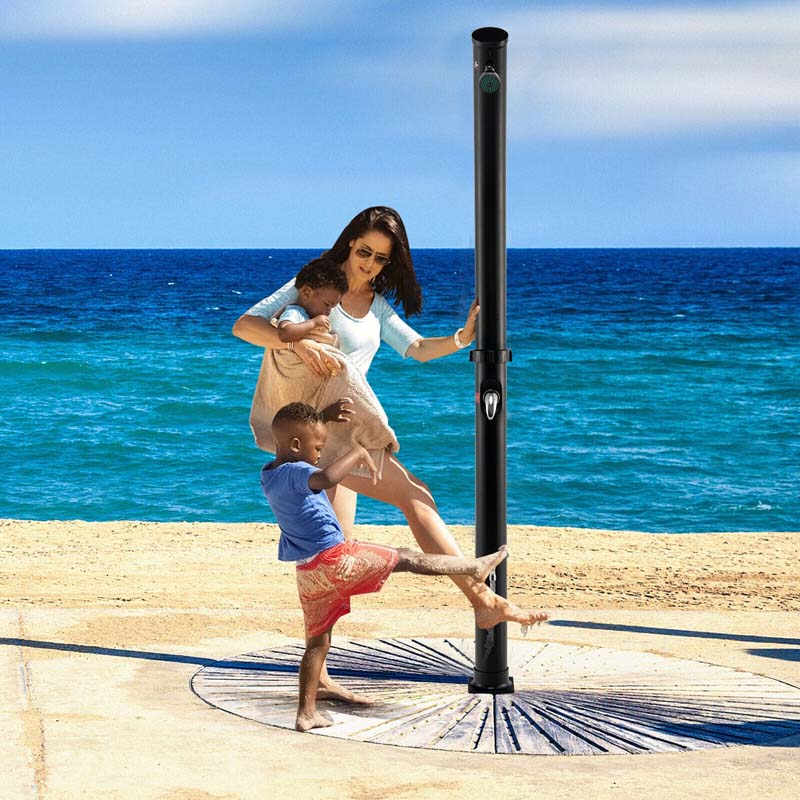 7.2 FT 5.3 Gallon Outdoor Solar-Heated Shower with 360° Rotating Shower Head & Foot Shower for Poolside Beach