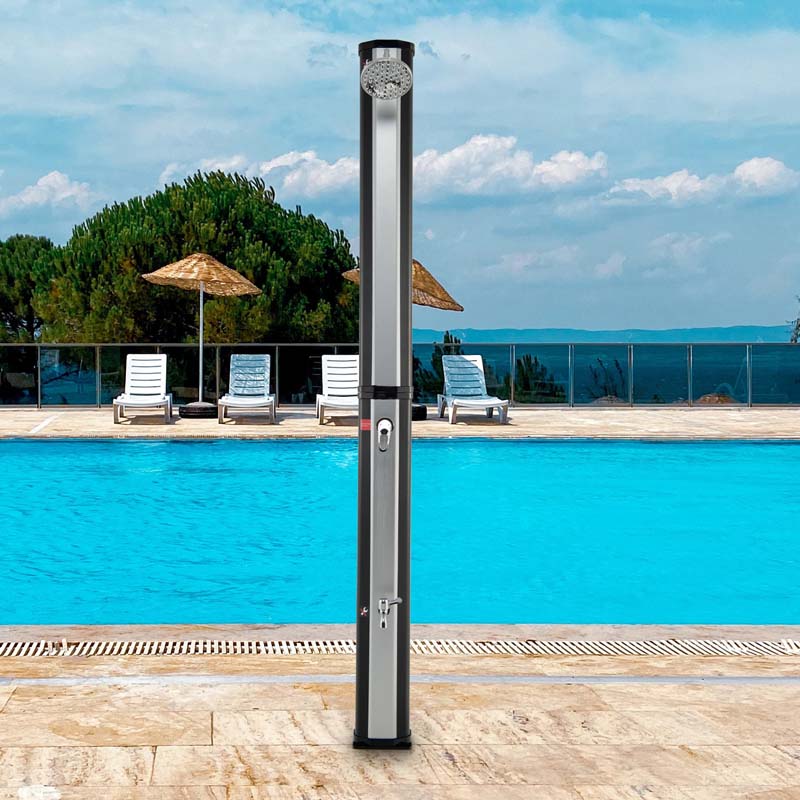 7.2 FT 9.3 Gallon Solar-Heated Outdoor Shower, 2-Section Freestanding Shower for Poolside Garden Yard Beach