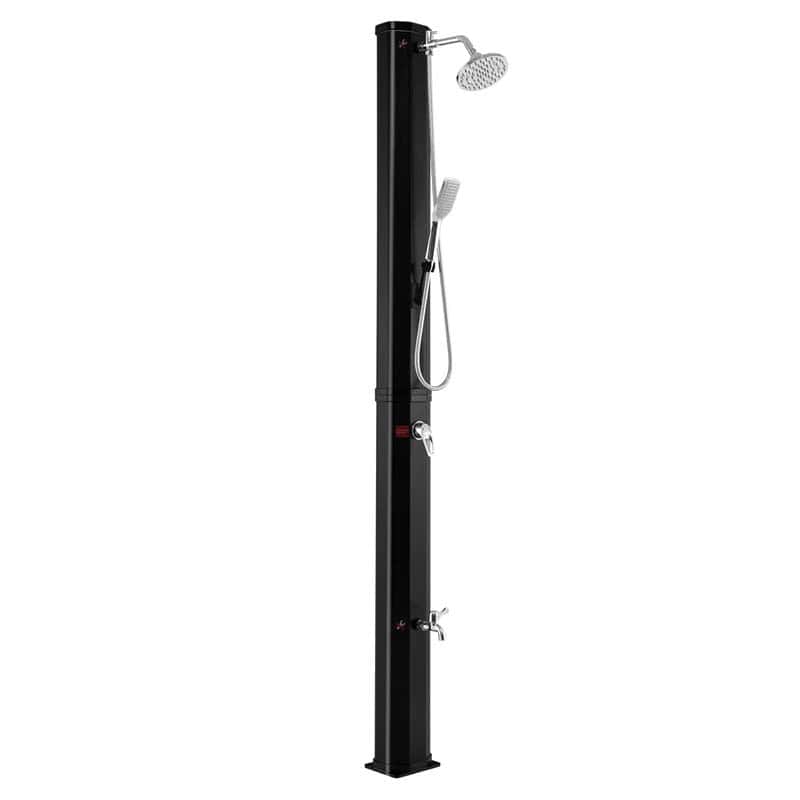 7.2 FT 9.3 Gal Solar Heated Shower with Handheld Shower Head, 2-Section Outdoor Shower for Poolside Beach Spa
