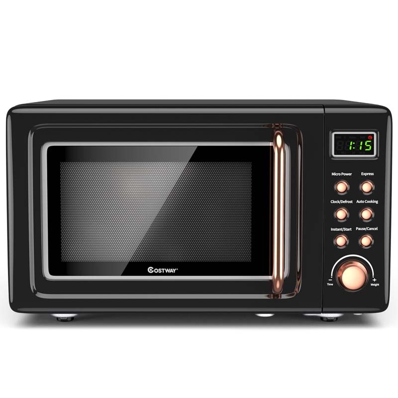 0.7Cu.ft Retro Countertop Microwave Oven 700W with 5 Microwave Power, Glass Turntable & Viewing Window