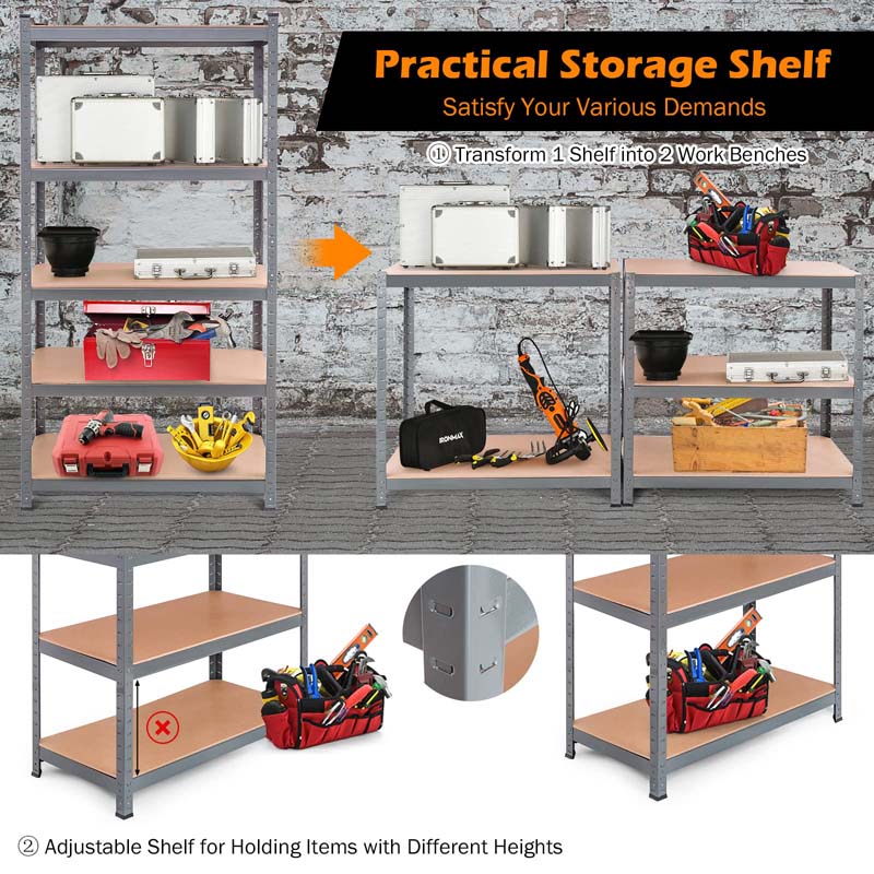 36" x 18" x 72" 5-Tier Storage Shelving Unit Adjustable Bolt-Free Utility Shelf Heavy Duty 2925LBS Garage Shelves