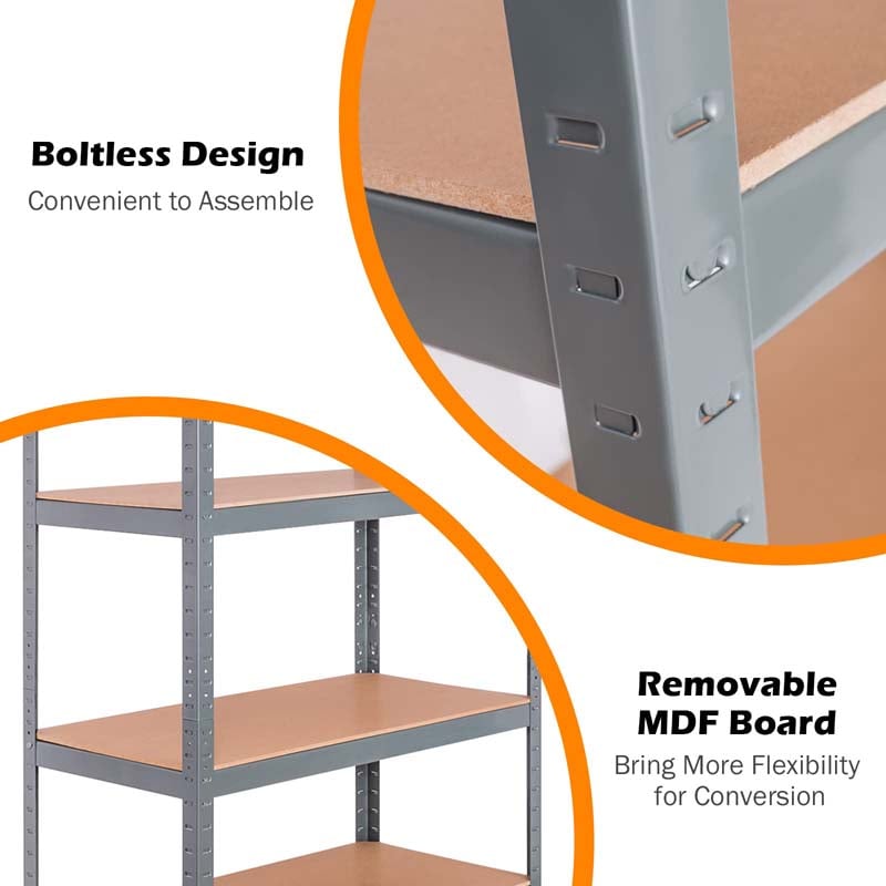 36" x 18" x 72" 5-Tier Storage Shelving Unit Adjustable Bolt-Free Utility Shelf Heavy Duty 2925LBS Garage Shelves