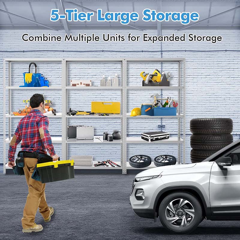 74" x 16" x 39" 5-Tier All Metal Storage Shelves Garage Shelving Units Tool Utility Shelves Adjustable Storage Racks