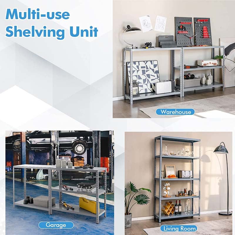 74" x 16" x 39" 5-Tier All Metal Storage Shelves Garage Shelving Units Tool Utility Shelves Adjustable Storage Racks