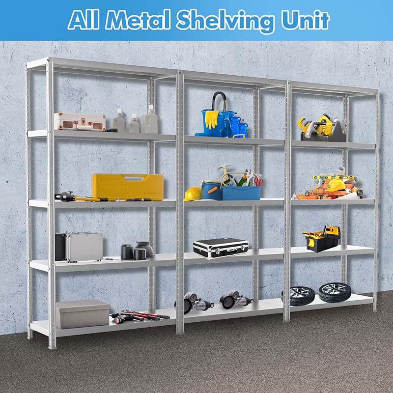 74" x 16" x 39" 5-Tier All Metal Storage Shelves Garage Shelving Units Tool Utility Shelves Adjustable Storage Racks