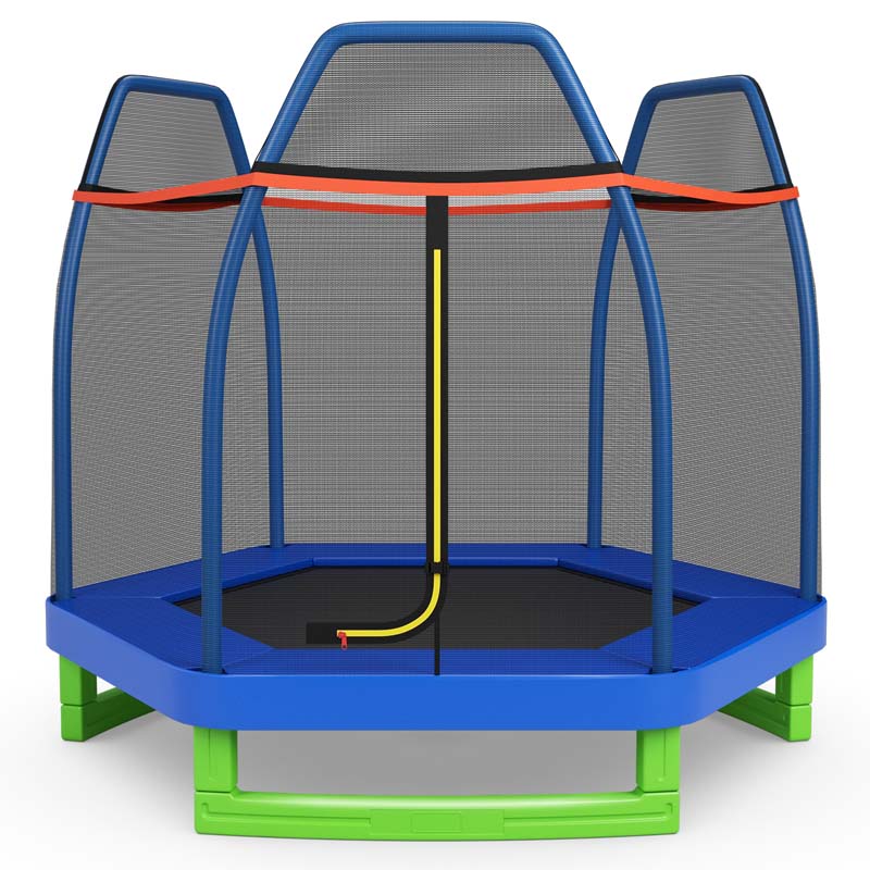 7 FT ASTM Certified Kids Trampoline Recreational Bounce Jumper with Safety Enclosure Net
