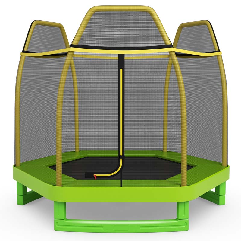 7 FT ASTM Certified Kids Trampoline Recreational Bounce Jumper with Safety Enclosure Net