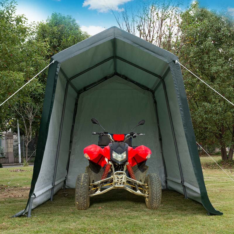 7 x 12 FT Outdoor Patio Steel Carport Canopy Tent Storage Shelter Garage Shed for Motorcycle ATV Car Bike