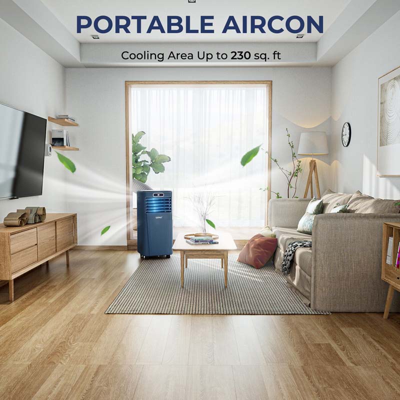 8000 BTU Portable Air Conditioner, 3-in-1 AC Unit, Fan & Dehumidifier with Remote, 24H Timer, Child Lock