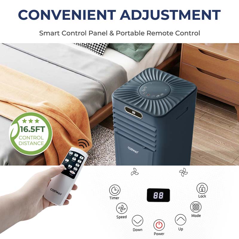 8000 BTU Portable Air Conditioner, 3-in-1 AC Unit, Fan & Dehumidifier with Remote, 24H Timer, Child Lock