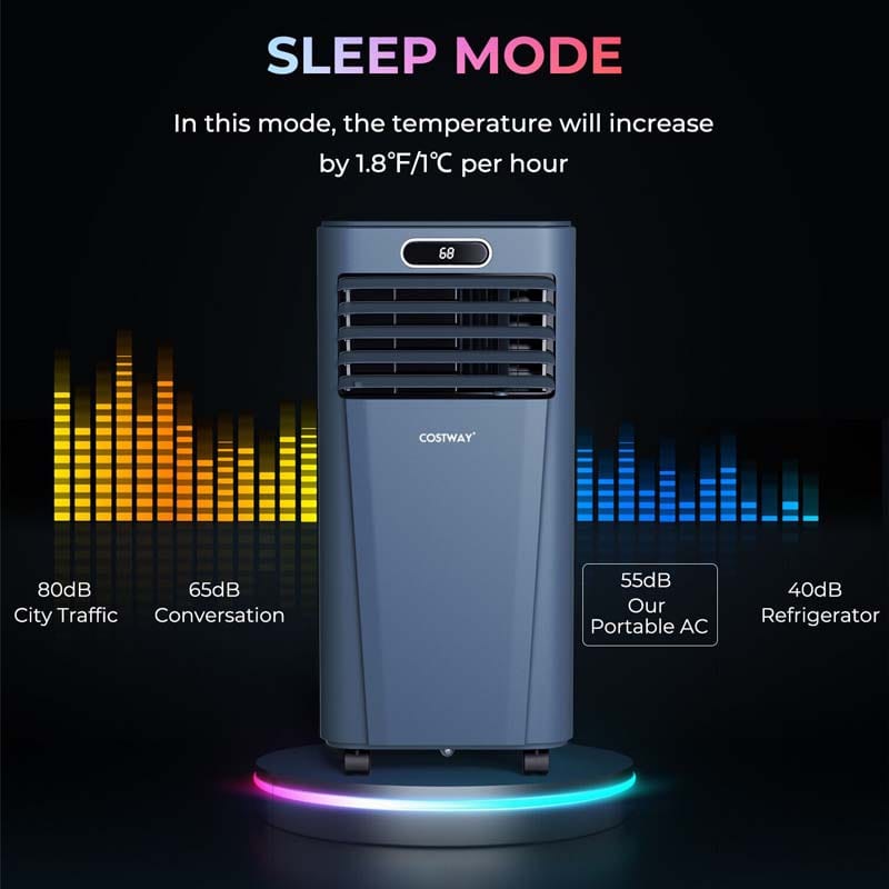 8000 BTU Portable Air Conditioner, 3-in-1 AC Unit, Fan & Dehumidifier with Remote, 24H Timer, Child Lock