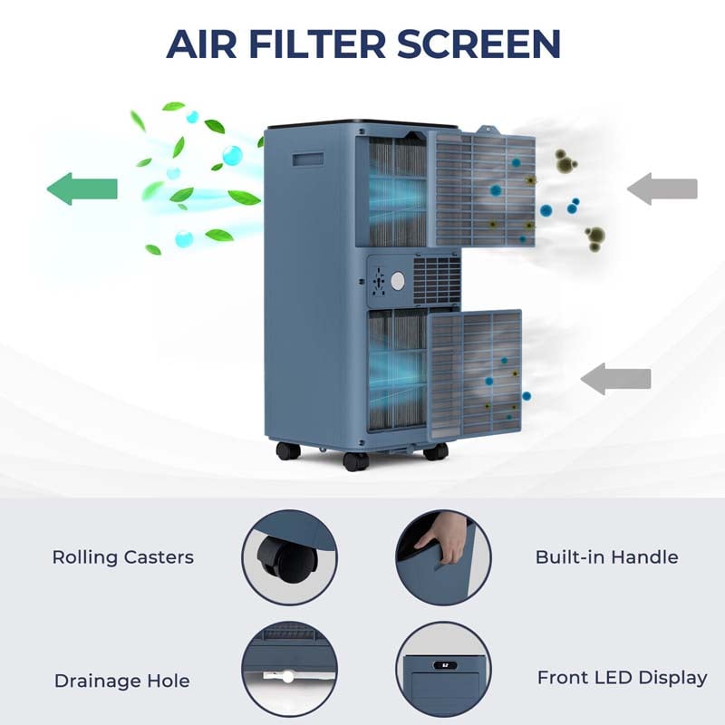 8000 BTU Portable Air Conditioner, 3-in-1 AC Unit, Fan & Dehumidifier with Remote, 24H Timer, Child Lock
