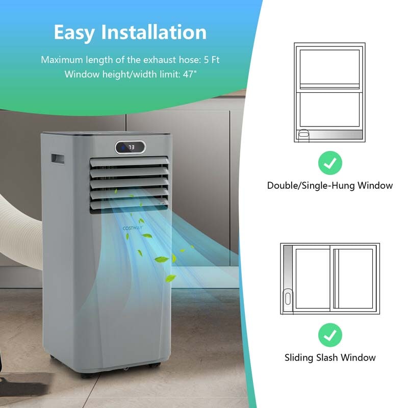8000 BTU Portable Air Conditioner, 3-in-1 AC Unit, Fan & Dehumidifier with Remote, 24H Timer, Child Lock