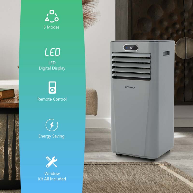 8000 BTU Portable Air Conditioner, 3-in-1 AC Unit, Fan & Dehumidifier with Remote, 24H Timer, Child Lock