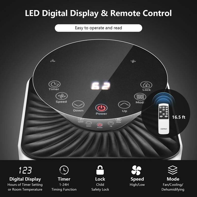 8000 BTU Portable Air Conditioner, 3-in-1 AC Unit, Fan & Dehumidifier with Remote, 24H Timer, Child Lock