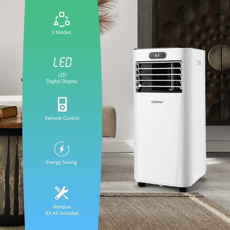 8000 BTU Portable Air Conditioner, 3-in-1 AC Unit, Fan & Dehumidifier with Remote, 24H Timer, Child Lock