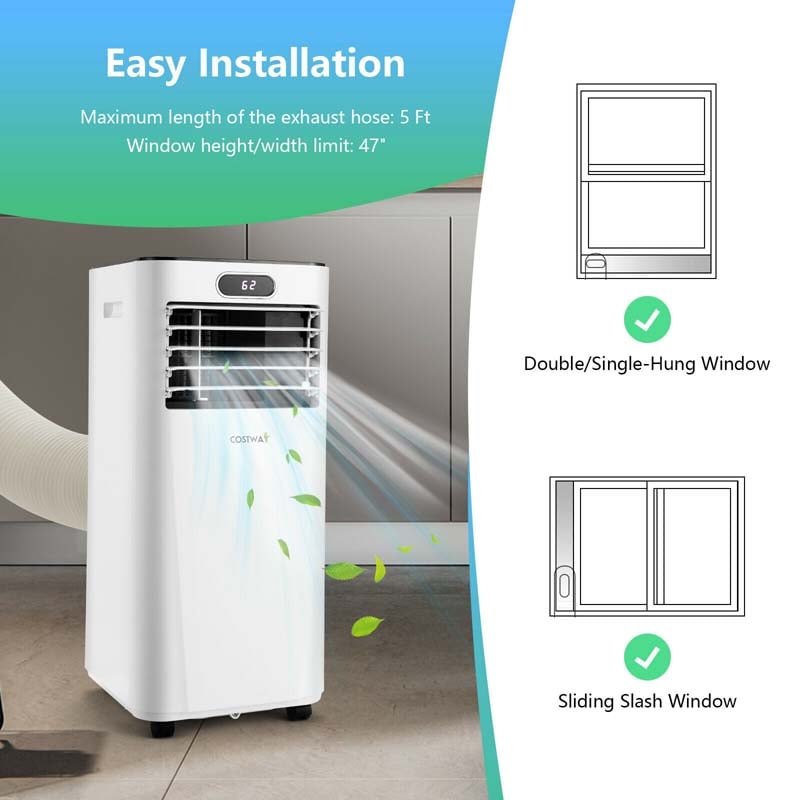8000 BTU Portable Air Conditioner, 3-in-1 AC Unit, Fan & Dehumidifier with Remote, 24H Timer, Child Lock