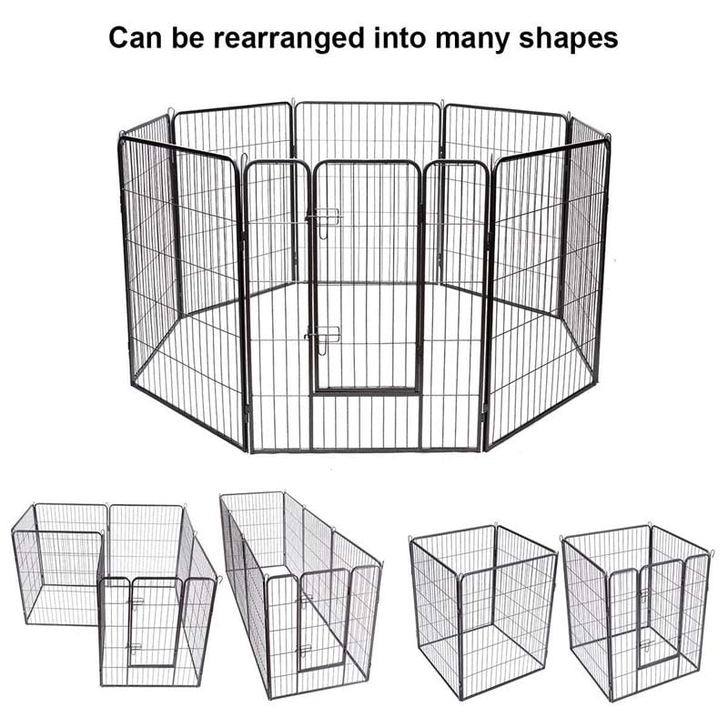 40" 16/8 Panel Pet Playpen with Door, Foldable Dog Exercise Pen, Metal Dog Puppy Cat Fence Barrier Kennel
