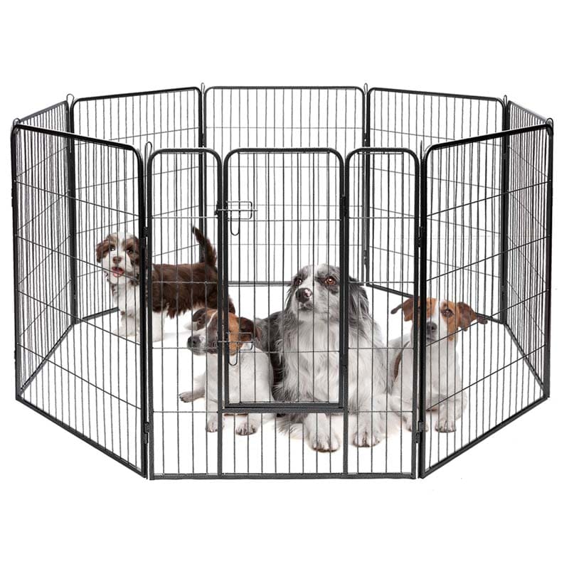 40" 16/8 Panel Pet Playpen with Door, Foldable Dog Exercise Pen, Metal Dog Puppy Cat Fence Barrier Kennel