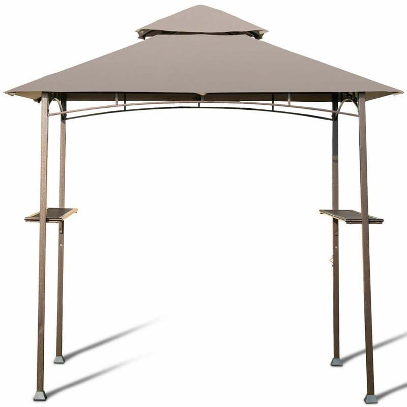 8 x 5 FT 2-Tier Outdoor Patio Grill Gazebo BBQ Canopy Tent Grill Shelter with Hooks & Bottle Opener