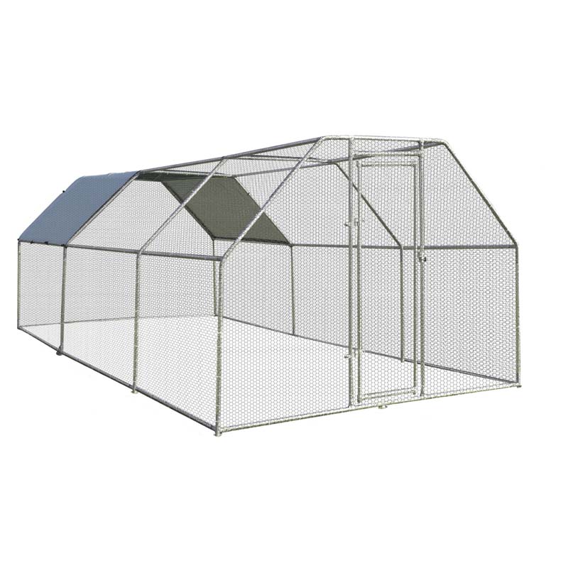 18.5FT Large Chicken Coop, Galvanized Metal Walk-in Poultry Cage Hen Run House with All-Weather Cover for Outdoor Backyard Farm