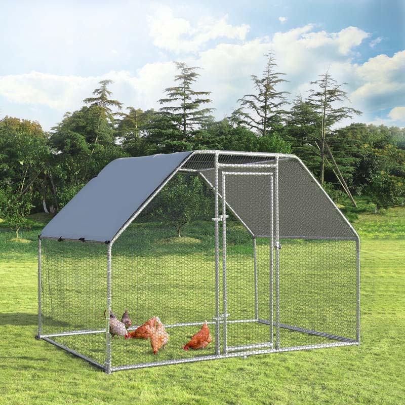 9.5FT Large Metal Chicken Coop, Galvanized Steel Walk-in Poultry Cage Hen Run House Rabbits Habitat with Waterproof Cover for Outdoor Backyard Farm