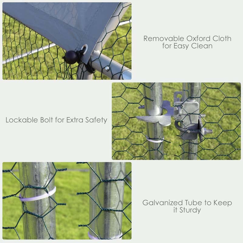 9.5FT Large Metal Chicken Coop, Galvanized Steel Walk-in Poultry Cage Hen Run House Rabbits Habitat with Waterproof Cover for Outdoor Backyard Farm