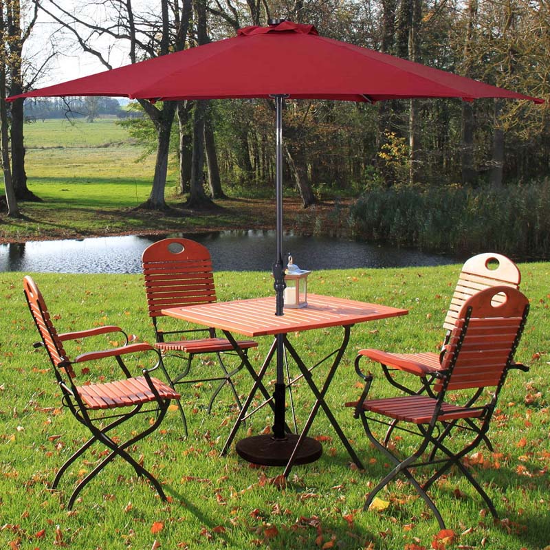 9FT Tilt Outdoor Patio Umbrella with 18 Solar LED Lights & Crank, Table Umbrella for Pool Deck Backyard
