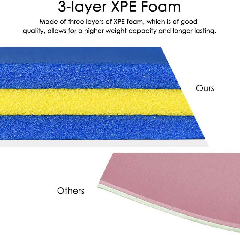 9 x 6 FT Floating Water Pad, 3-Layer XPE Foam Water Mat with Rolling Pillow, Floating Island for River Lake Ocean