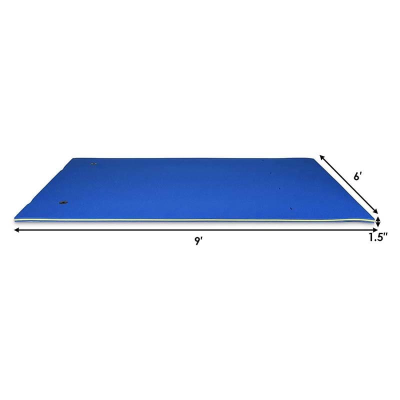 9 x 6 FT Floating Water Pad, 3-Layer Tear-Resistant XPE Foam Water Mat with Rolling Pillow for River, Lake, Ocean & Water Recreation