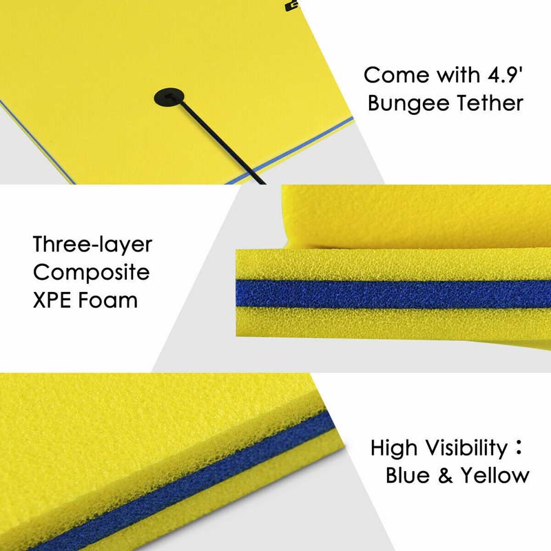 9 x 6 FT Floating Water Pad, 3-Layer Tear-Resistant XPE Foam Water Mat with Rolling Pillow for River, Lake, Ocean & Water Recreation