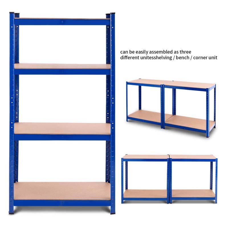 Blue 32" x 16" x 63" 4-Tier Storage Shelving Unit, Heavy Duty Metal Garage Shelf, Adjustable Multi-Use Storage Racks